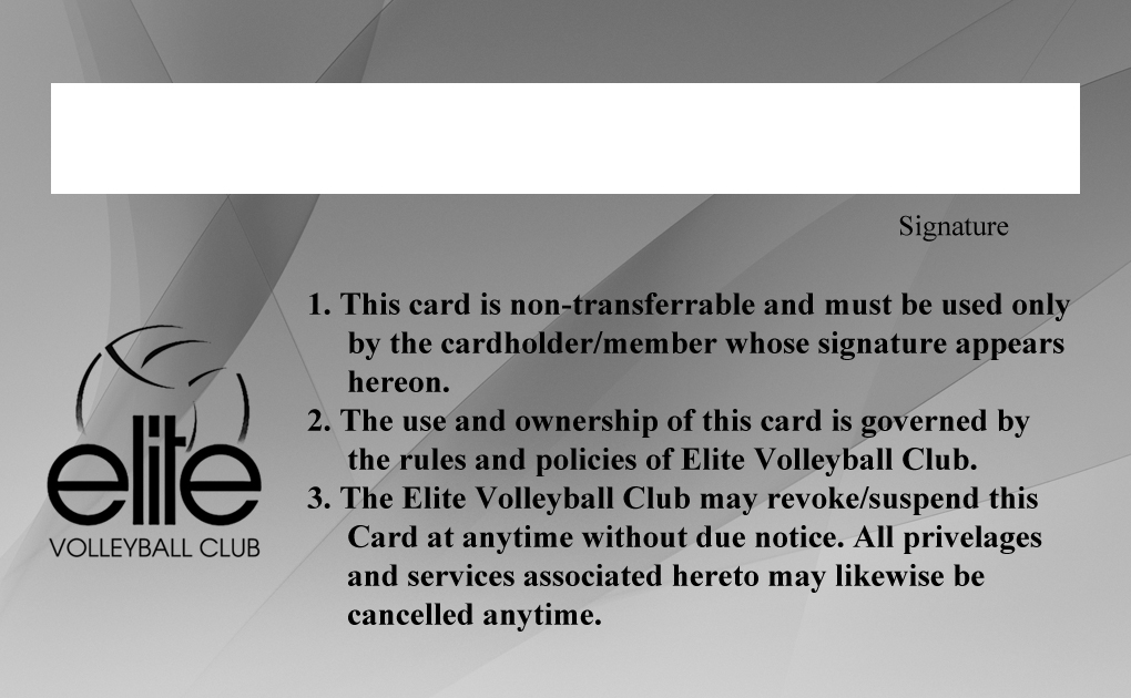 Signature Strip for membership card