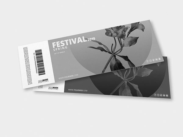 black and white event ticket
