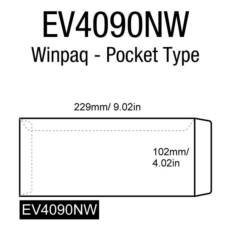 229mm x 102mm (9.02in x 4.02in) - EV4090NW - NON WINDOW